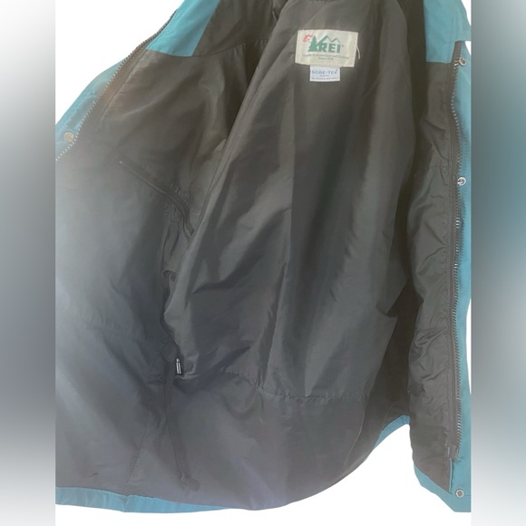 Vintage 90s REI Women’s XL GORE-TEX Hooded Jacket Teal Waterproof - Picture 5 of 8